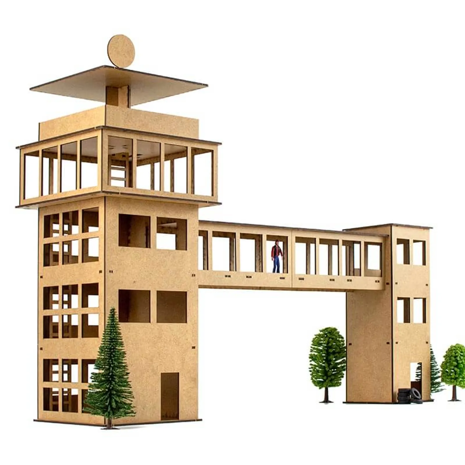 Slot car track with PROSCALE scenery buildings